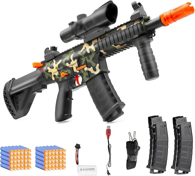 Electric Toy Gun with 3 Modes, Soft Bullets Toy Gun Automatic Sniper Rifle Dart Gun with 60 Dart Bullets, Gifts for Birthday Halloween Christmas
