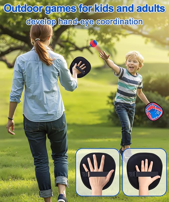 Toss and Catch Game Ball Set Toddler Toys for 3 4 5 6 7 8 Year Old Boys Girls Birthday Gift, Yard Games Pool Outdoor Beach Toys for Kids Ages 4-8 Baseball Glove