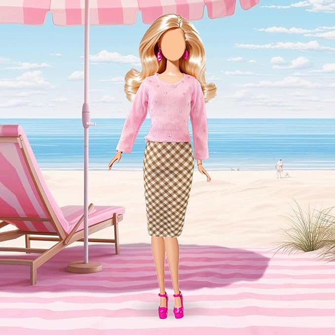 16 Pcs Doll Clothes for 11.5 inch Doll Include 1 Leather Coat Set 1 Fashion Dress Set 1 Pencil Skirt Set 2 Outfits 1 Sequen Dress Shoes Bag Necklace Hat in Random, for Girls