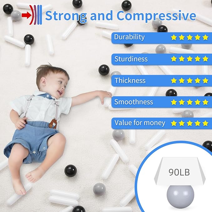STARBOLO Ball Pit Balls for Kids -Pack of 150 200 500 Colorful Ball Pit Balls Crush Proof Plastic Toy Balls for Toddlers Ball Pit, Ball Pit Play Tent, Baby Pool Water Toys