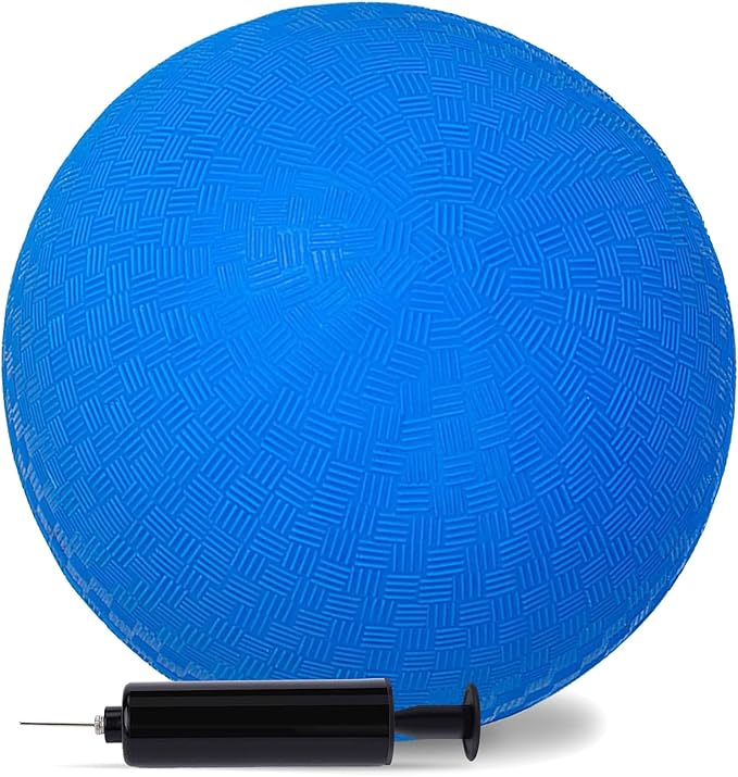LovesTown Inflatable Playground Ball, 8.5 Inch Dodgeballs Blue Kickballs with Air Pump, for 4 Square Ball Games, Indoor & Outdoor Sports Toys, Stocking Stuffers for Kids