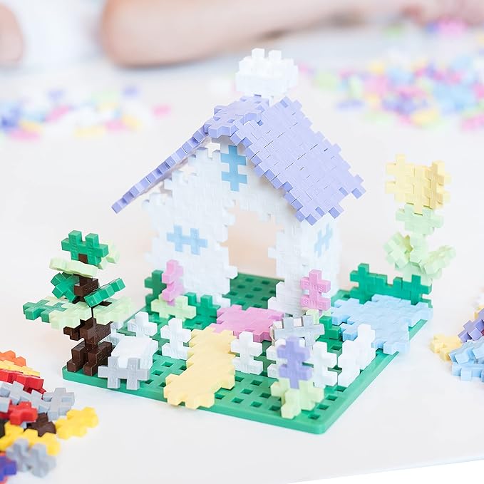 PLUS PLUS Learn to Build Set, Interlocking Mini Building Blocks, 3D Puzzle Construction Stem Toy for Kids - Pastel Mix, 400 Pieces