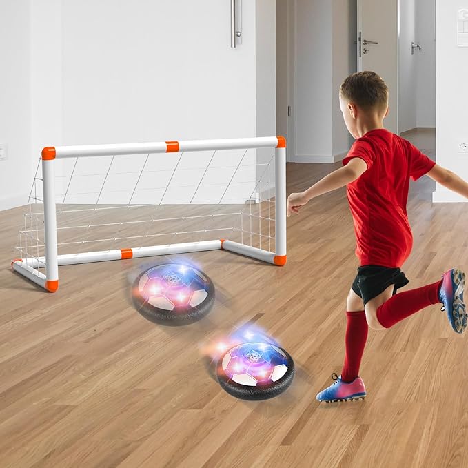 2 Goals & 2 Hover Soccer Balls Toys for Kids, Indoor & Outdoor Soccer Ball Game for Kids Boys Ages 3-5 4-8, Birthday Gifts for 3 4 5 Year Old Boys, Ideas Sports Toys