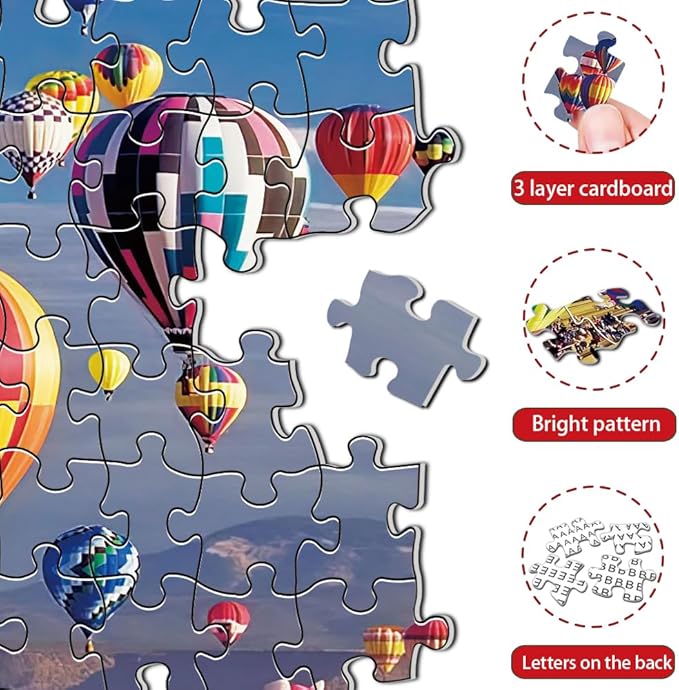 Jigsaw Puzzles for Adults 1000 Pieces, Hot Air Balloon Puzzle, Impossible Difficult Hard Fun 1000 Piece Jigsaw Puzzles for Adults 27" x 20"