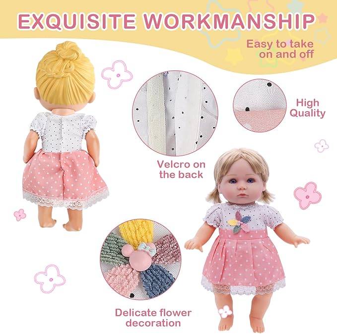 Girl Doll Clothes and Accessories - 6 Sets for 11 Inch Dolls, Alive-Baby Princess Dress, Gown, Pajamas, Cute Baby Outfits Christmas Birthday Gift Little Girls