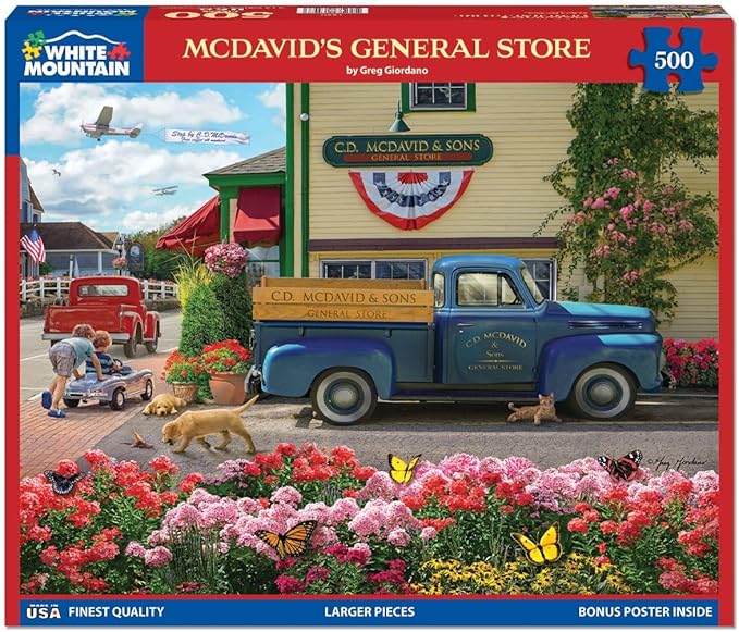 White Mountain 500 Piece Jigsaw Puzzle Nostalgic Spring Flower Puzzles with Large Pieces Gift for Adults 18"x24" - McDavid's General Store