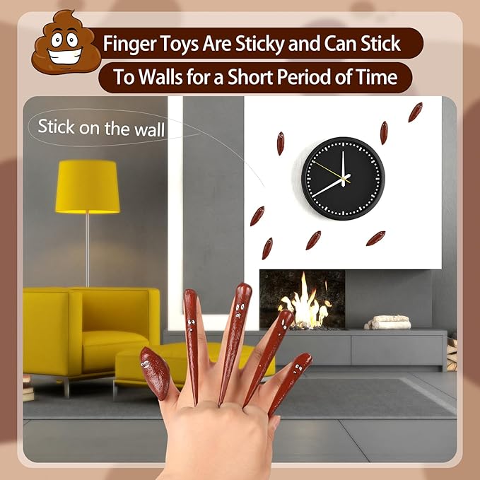 30PCS Flying Poop Slingshot Halloween Poop Finger Slingshot Toys, Prank Finger Slingshot Novelty Toys for Birthday Party Goodie Bag Fillers（5 Style）