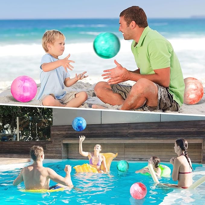 AMOR PRESENT 2PCS Inflatable Playground Balls, 8.7 Inch Marbleized Bouncy Balls Rubber Kickballs Giant Dodgeballs, for Indoor Outdoor Ball Games