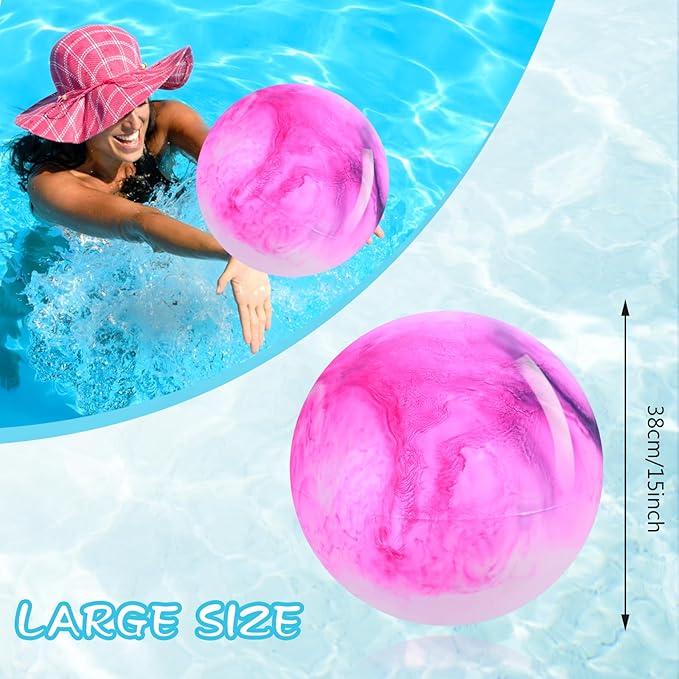 Grevosea 15 Inch Large Bouncy Ball Inflatable Balls Beach Ball Marbleized Bouncy Ball Colorful Cloud Bouncing Balls for Adults Pet Outdoor Summer Beach Party Supplies School Water Fun