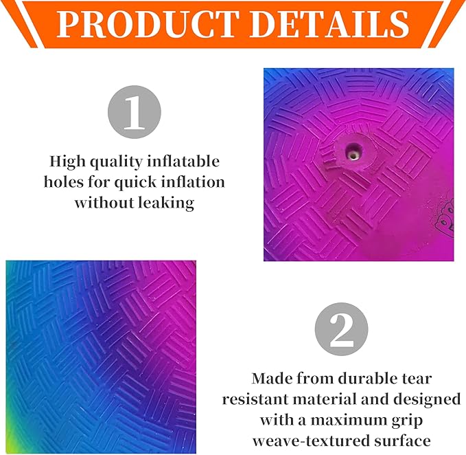 Visen 4Pcs Rainbow Playground Balls for Kids&Adults with 1 Hand Pump,8.5Inch Colorful Rubber Bouncy Balls,Inflatable Multi Colors Kick Balls Handball,Durable Indoor&Outdoor Play Toys