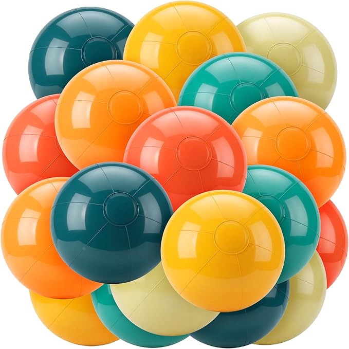 Realspring 24 Pcs Inflatable Beach Balls for Kids Bulk Pastel Solid Color Jumbo Beach Ball Swim Pool Floating Toys Baby Shower Birthday Summer Party Decor(Colorful,18 Inch)