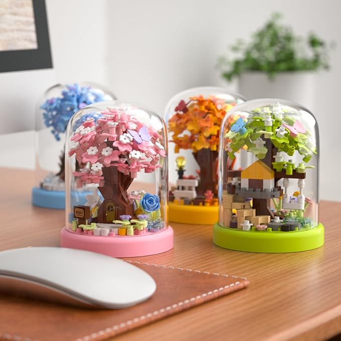 Tree House 4 Set Tree House Bonsai Tree House Building Toy Flowers Set Ideas Building Blocks Complete with Dust Cover