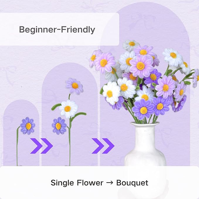 500pcs Pipe Cleaners Craft for Flowers,Chenille Stems for DIY Flower Making Kit,Pipe Cleaners Projects Creative for DIY Art and Craft,Ideal for Holiday Decoration(Daisy)