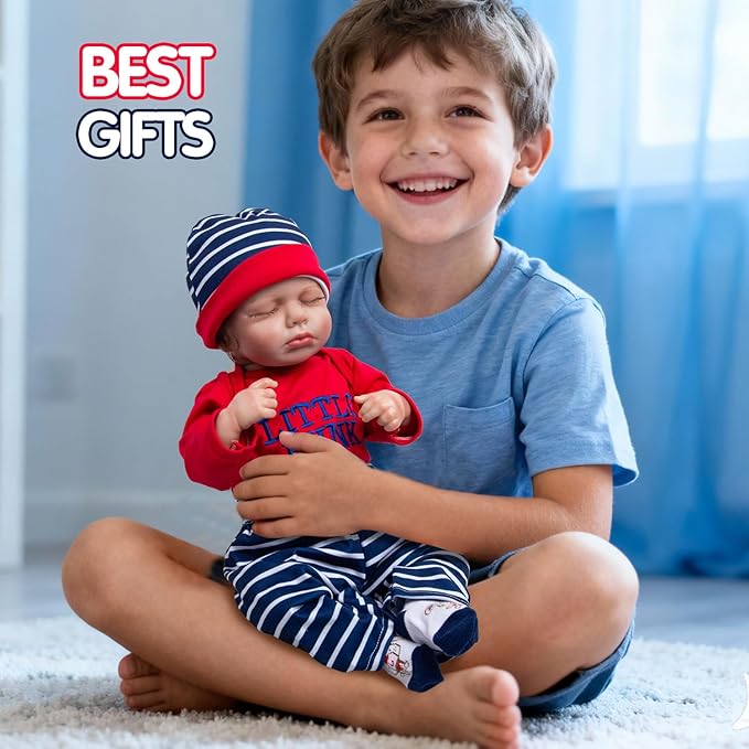 4 Pcs Reborn Baby Doll Clothes Set for 17-22 Inch Girl and Boy Newborn Dolls, Reborn Baby Outfit Accessories with Hat and Socks Cute Red Clothes Suit