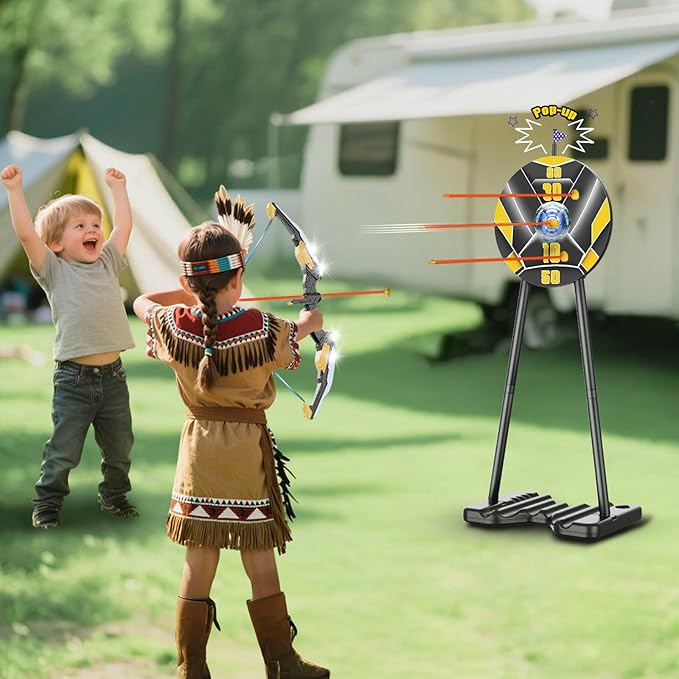 2 Pack Bow and Arrow for Kids, LED Light Up Archery Set with 20 Suction Cup Arrows&2 Quivers Indoor Outdoor Games for Kids Ages 4-8 8-12 Birthday Gifts Toys for 5 6 7 8 9 10 11 12 Year Old Boys Girls