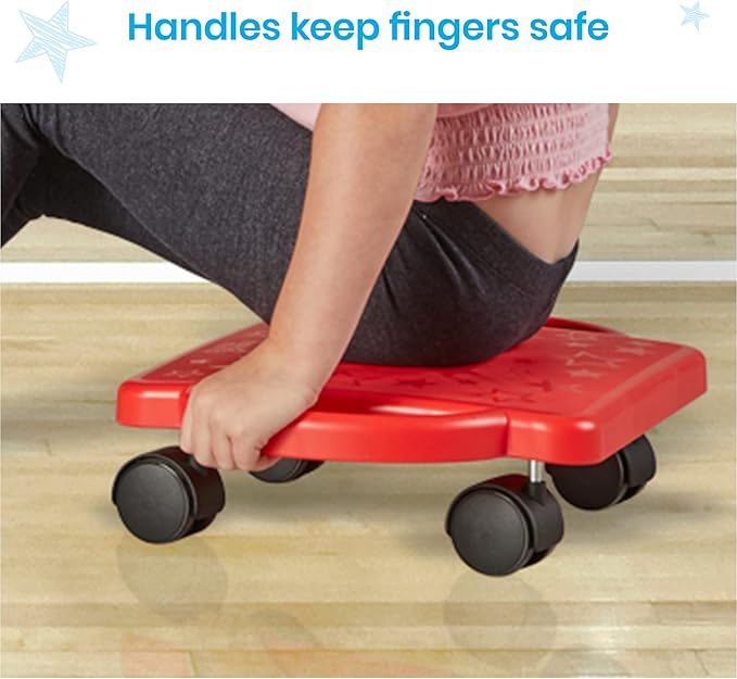 hand2mind Green Indoor Scooter Board with Handles, Sit Down Floor Scooter, Gym Activities for Kids, Indoor Sport Recess Games, Physical Education Equipment, Gross Motor Toys