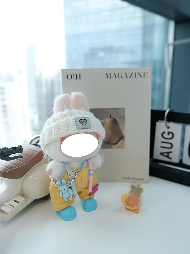 Clothes for 17cm Doll, 4 pcs Set Doll's Outfits Luxury Dress Pants Headpieces Shoes Accessories Fashion Stylish Adorable Dolls Clothes (No Doll) (Cute Bear Yellow)