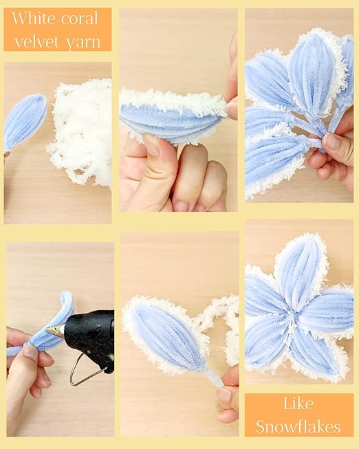 YYUENGTAK 350 Pcs (7 Colors) Pipe Cleaners Flower kit with tutoria,Fluffy Yarn,Green Floral Wires,Gardening Tape,Stamen(2 Colors)，Pipe Cleaners Craft,Chenille Stems for DIY Art Projects Creative Gift