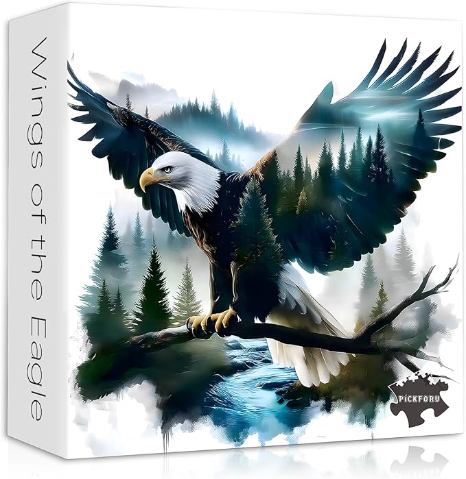 Bald Eagle Puzzles for Adults 1000 Pieces, Fantasy Landscape Animal Bird Puzzle, Nature Forest Plant Scenic Impossible Jigsaw Puzzle