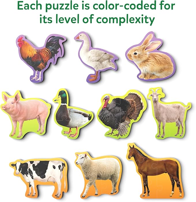 Skillmatics Step by Step Puzzles - 40 Piece Jigsaw & Toddler Puzzle, Montessori Educational Toy for Boys & Girls, Farm Animals, Travel Friendly, Gifts for Kids Ages 3, 4, 5 and Up