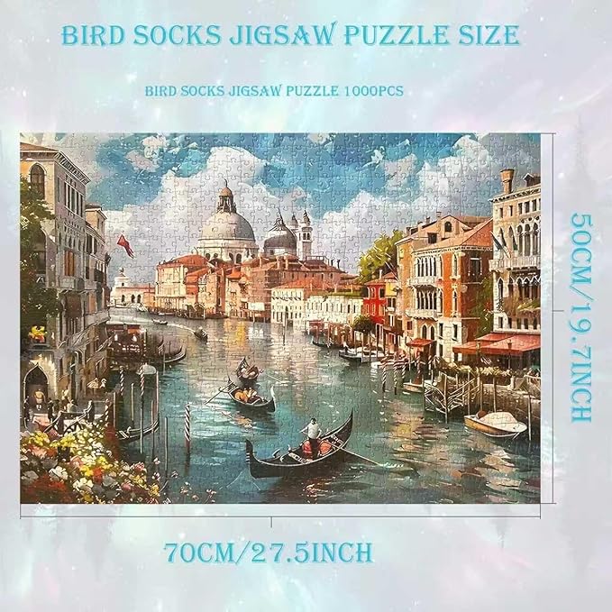 Venice Landscape 1000 Piece Puzzle for Adults,Puzzles for Adults 1000 Pieces,Challenging and Hard Difficult Mosaic Jigsaw Puzzles Toy Games 1000Pieces 27.5 X 19.7inch