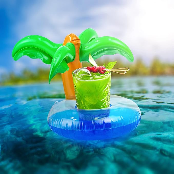 9Pcs Doll Swimming Pool Inflatable Float Including - Flamingos Donuts Pineapples Shells Crabs Rabbit Inflatable Drink Holder for Pool Party and Kids Toys