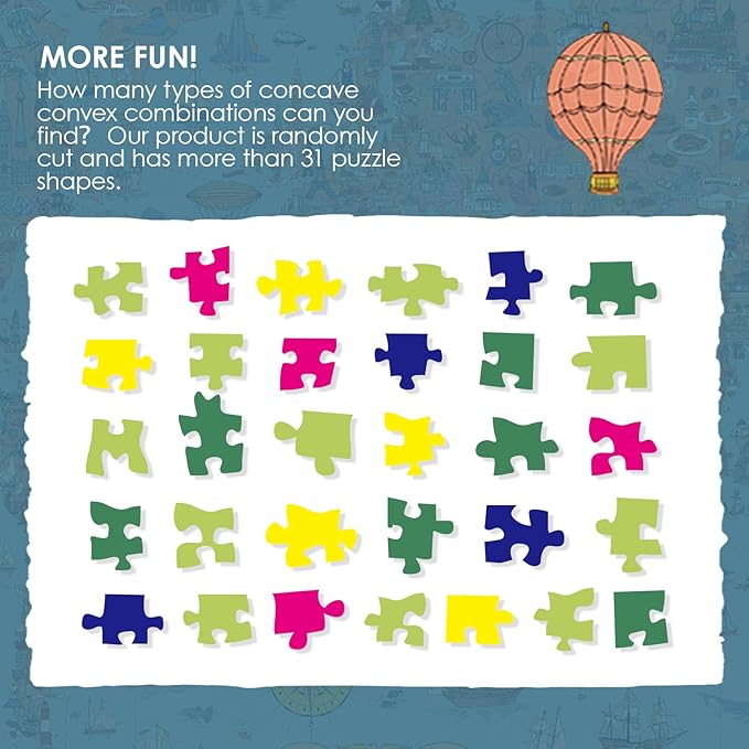 MOMIBOOK Puzzles for Adults 1000 Pieces Jigsaw Puzzles of Journey Through The World, Painting Image World Map Difficult Challenging Impossible Puzzle Unique Funny Party Christmas Birthday Gifts