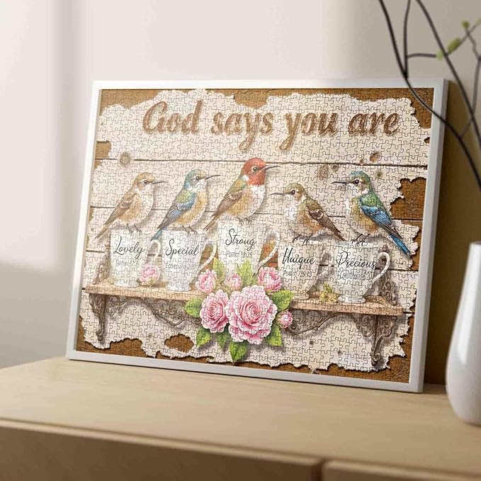 Hummingbird 1000 Piece Puzzle for Adults,Inspirational Bible Verses Puzzle Challenging Decor Puzzle & Unique Gift Idea for Friends Parents-19.7 x 27.6 in