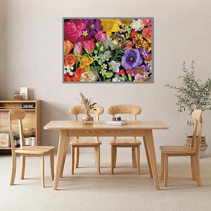 Cluster Flowers Bouquet Puzzle for Adults, Challenging Impossible Difficult Hard Fun 1000 Pieces Jigsaw Puzzles