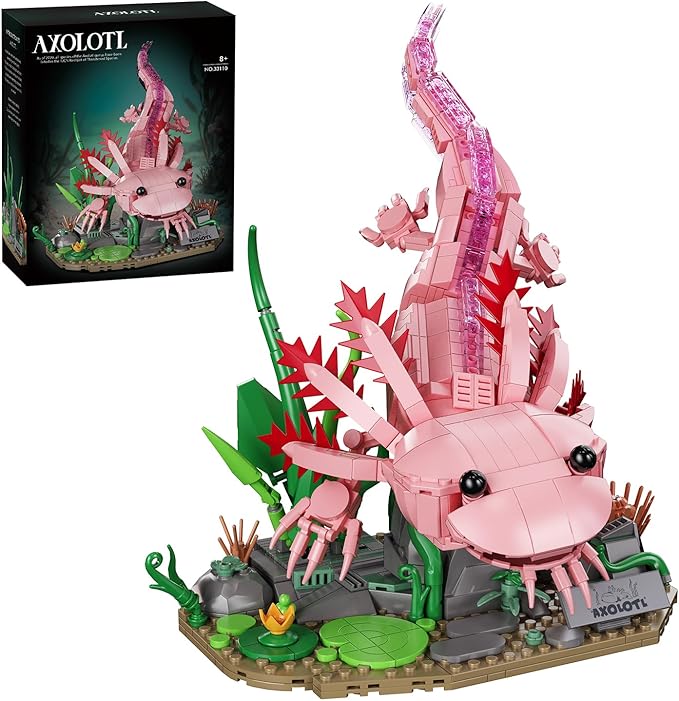 Axolotl Building Set, Compatible with LEGO Animals, 998 PCS Marine Animal Building Kit with Movable Joints & Display Base, STEM Building Toy Gift for Adults & Teens 14+, Creative Gift Desk Decor