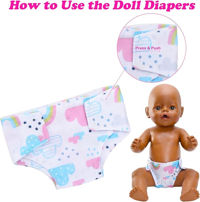 5 PCS Baby Doll Diapers Underwear for 12-15 Inch Reborn Baby Dolls, Multi-colored, Includes 5 Materials, Fits 12-15 Inch Dolls, Practical Gift, Enhances Doll Play