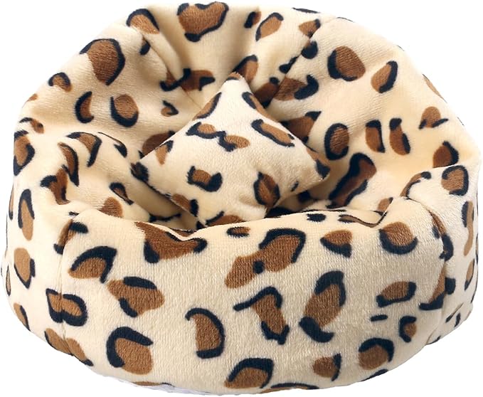 Doll Car Seat Compatible with Labubu, Handmade Bean Bag Chair for 5.9-6.7 inch Doll, Anti-Slip Bottom, Cute Doll Accessories for Display, Fans&Collectors Gifts, Durable Corduroy Fabric (Leopard Print)