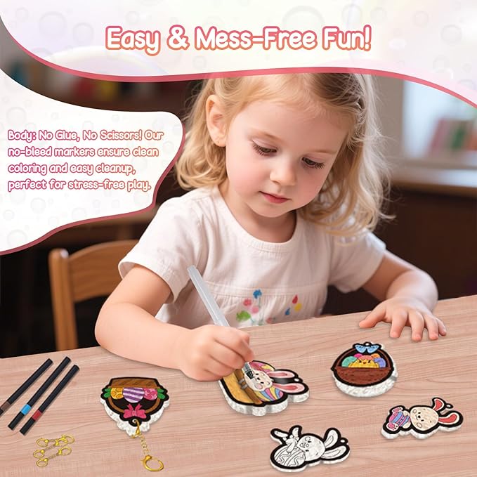 Taotuo Magic Foam Texture Painting Kit - 3D Art Puffy Paint Kit, Easter Theme,15 Mess-Free Paint by Number Craft for Ages 3-10