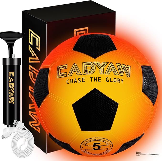 Glow in The Dark Soccer Ball, Rechargeable Light up Soccer Toys, Birthday Gift for Boys and Girls 8-12, Cool Toys for Kids Outdoor Night Activity - Size 5