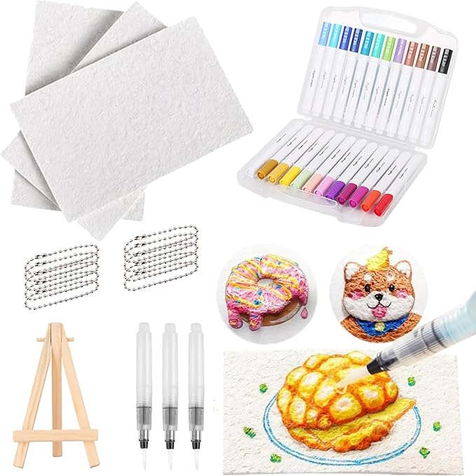 Tinywolf Magic Foam Texture Painting Kit - 3D Foam Texture Paper, DIY Bubble Drawing Pens Art Supplies, Popcorn Drawing Texture Painting Kit (A)