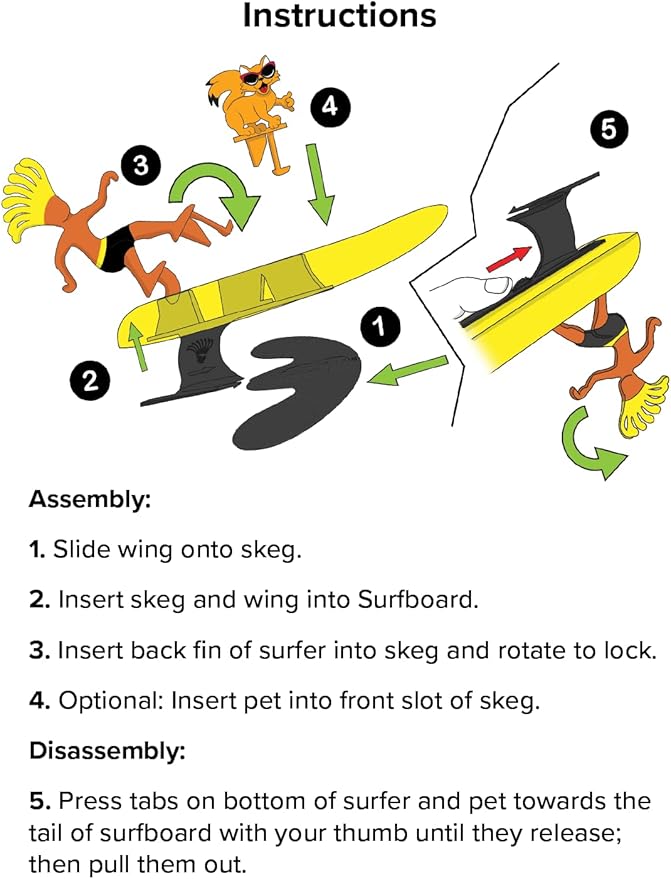 Surfer Dudes Legends & Surfer Pets Wave Powered Mini-Surfer, Pet and Surfboard Beach Toy - Pipeline Pearl and Crystal