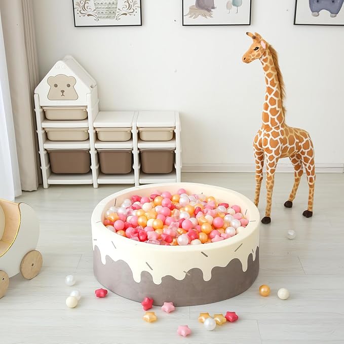 GOGOSO Ball Pit Balls for Toddlers Phthalate-Free BPA-Free Non-Toxic Crush Proof Soft Plastic Play Balls Baby Kids Shape Tent Pool Playhouse Playpen Party Decor,Creamy Pink Pearl Gold Clear,100PCS