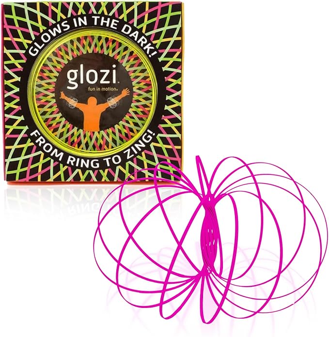 Mozi Glozi Geometric Magic Flow - Easy to Use 3D Spiral Toy, Glowing Spinning Bracelet for Children and Adults (Pink)