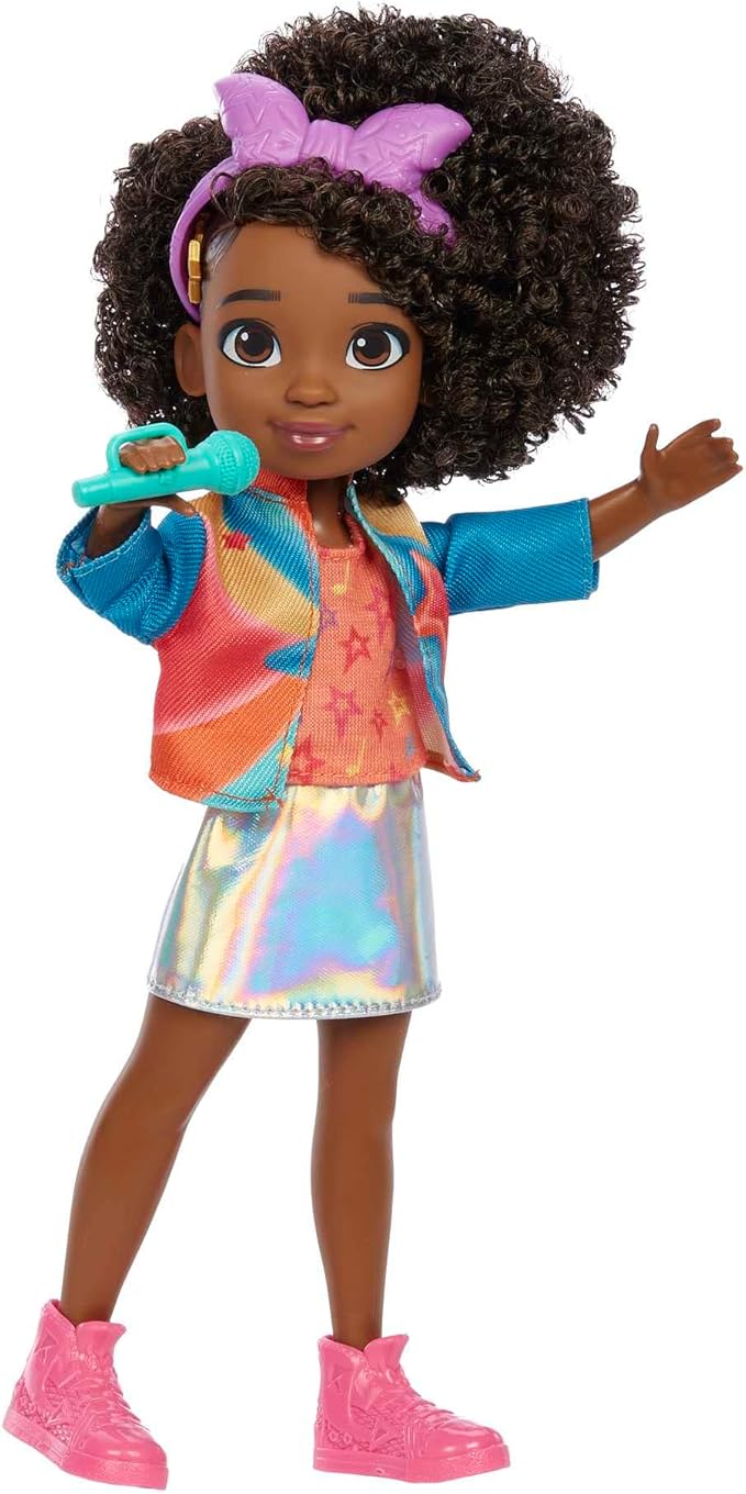 Mattel Karma's World Fashion Pack with Karma Grant Doll, Clothes & Accessories, From School to Stage Set with 14 Pieces, Dark Brown Hair