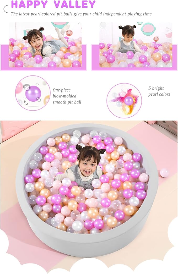 STARBOLO Ball Pit Balls for Toddlers Pack of 100 200 500 - BPA&Phthalate Free Non-Toxic Crush Proof Soft Plastic Balls for 1-5Years Old Toddlers Girl Kids Birthday Pool Playpen Tent Party