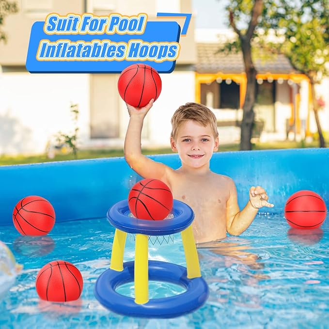 6 Inch Mini Basketballs for Toddlers Kids Teenagers, 6 Pack 6" Basketball Set with Pump Durable PVC Basketballs for Mini Over Door Hoop Pool Beach Balls for Swimming Pool, Indoor, Outdoor
