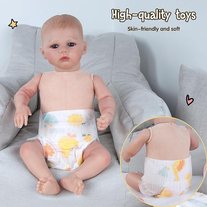 Pedolltree Reborn Baby Doll Diaper Bag Care and Feeding 9 Pcs Set for 17-24 inches Reborn Dolls Accessories Newborn Baby with Yellow Duck Backpack