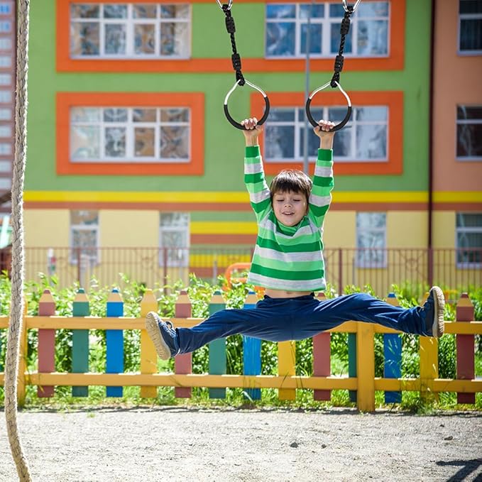 8 Colorful Ninja Ring Fitness Gymnastic Ring Outdoor Backyard Playground Training Equipment Play Set, Funny Jungle Gym Fist Hanging Swing Monkey Bars Ninja Warrior Obstacle Course Trapeze Accessories