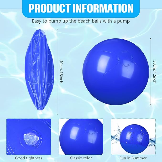 8 Pcs 12 Inch Solid Red Beach Balls Inflatable Beach Ball Bulk Large Blow up Pool Game Toys