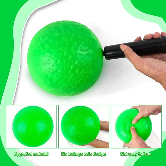Huaerle 18 Pcs Sports Kickball Set Includes 2 Playground Ball with Air Pump 4 Rubber Throw Down Bases 10 Foul Line Cones and a Flip Scoreboard for Boys Girls Adults Playground School Backyard