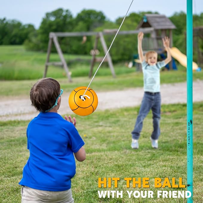 Shappy Tetherball Soft Tether Balls and Rope Set Game Replacement Tetherball Set Rubber Tether Ball Equipment for Kids Adults Indoor Outdoor Playground Yard Backyard Play