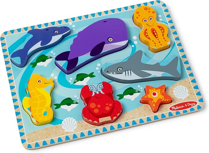 Melissa & Doug Sea Creatures Ocean Wooden Chunky Puzzle - 7 Pieces