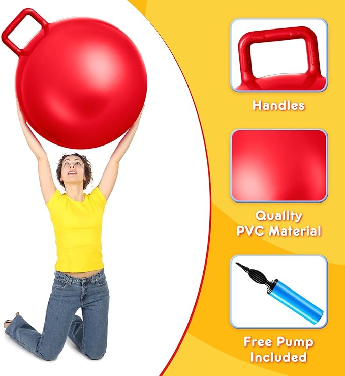 Lewtemi 6 Pcs Hopper Ball 22 Inch 29 Inch Jumping Hopping Inflatable Bouncing Ball with Handle and Air Pump for Indoor Outdoor Games Sport Exercise Fun Easter Basket Stuffers Gifts(Rainbow Colors)