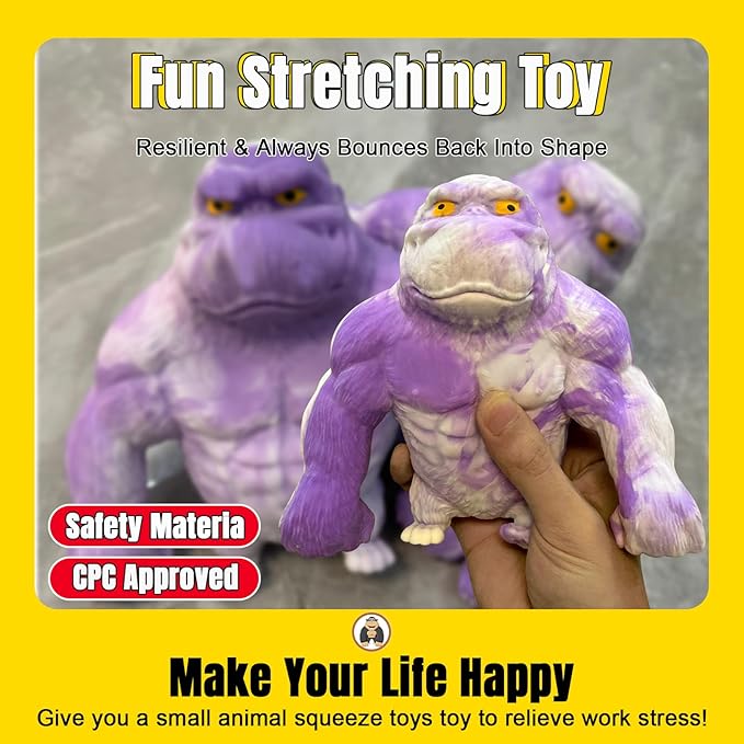 YHan Super Stretchy Gorilla Fidget Toy (Purple) Stretchy Monkey - Funny, Squishy & Perfect to Squeeze for Stress Relief - Ideal Gift for Kids