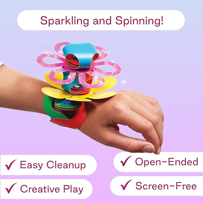 Clixo Sparkle Pack – 34-Piece Magnetic Building Set with Holographic Patterns | Create Necklaces, Bracelets & Headpieces | Flexible STEAM Toy for Kids Ages 6+